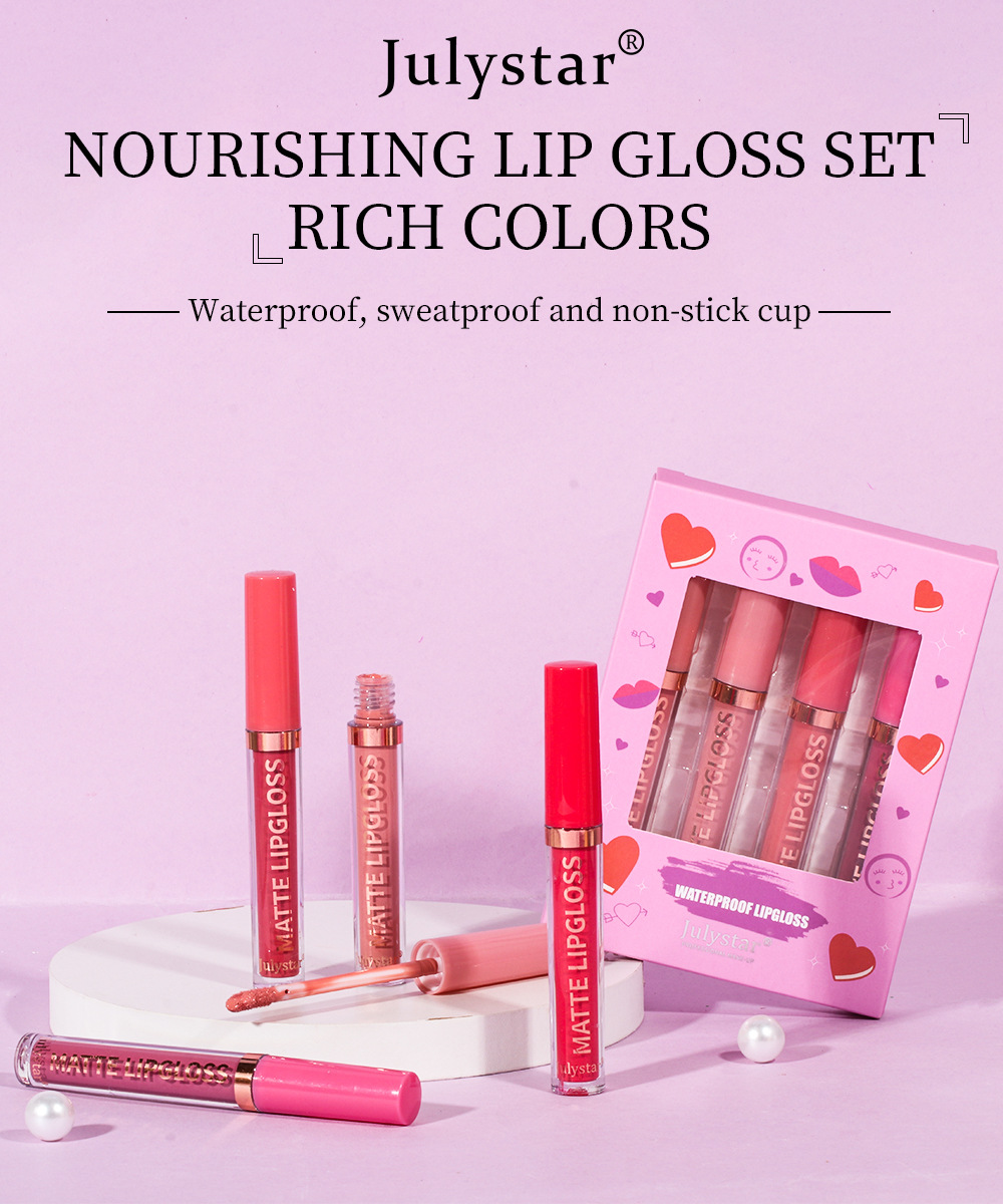 European and American velvet matte lipstick set, cross-border natural, long-lasting, non-fading and non-sticking lip gloss set box wholesale Specification drawing