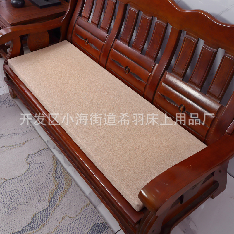 秋冬季亚麻防滑实木沙发坐垫可拆洗加厚单人三人座连体长海绵垫子