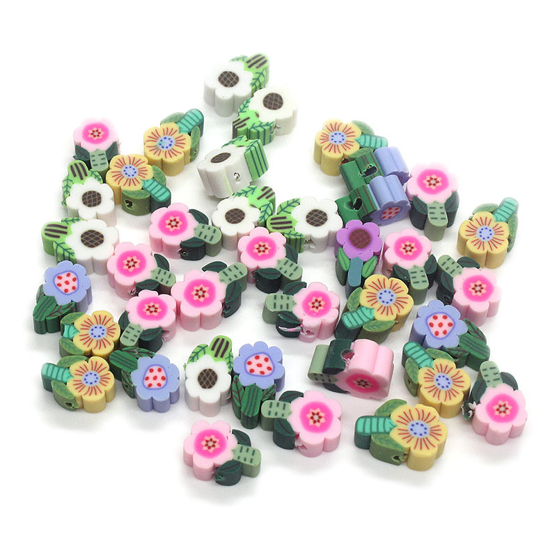 Cuentas de cerámica suave DIY, caras sonrientes, sueltas para pulseras y collares