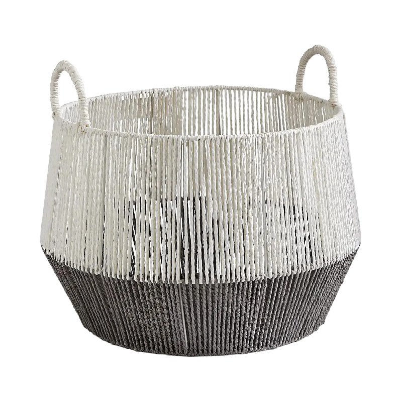 Cesta de ropa sucia Cesta de tejido de cuerda de papel Cesta de almacenamiento Cesta de ropa Cesta de lavandería doméstica Cesta de cosméticos Cesta de ordenamiento de artículos diversos