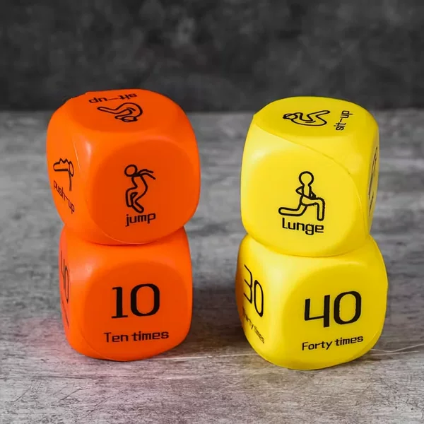 2 Fitness Dice, 6-Sided Sports Dice, Group Fitness and Sports Course Games Including Push-Ups