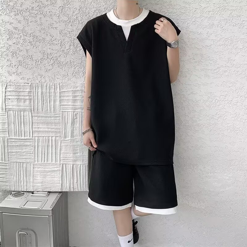Sports Vest Couple Set for Men and Women, Summer Trendy Brand Sleeveless T-Shirt and Tank Top Paired with Casual Top and Shorts, Trendy Sports Vest Couple Set for Men and Women, Summer Trendy Brand Sleeveless T-Shirt and Tank Top Paired with Casual Top and Shorts, Trendy