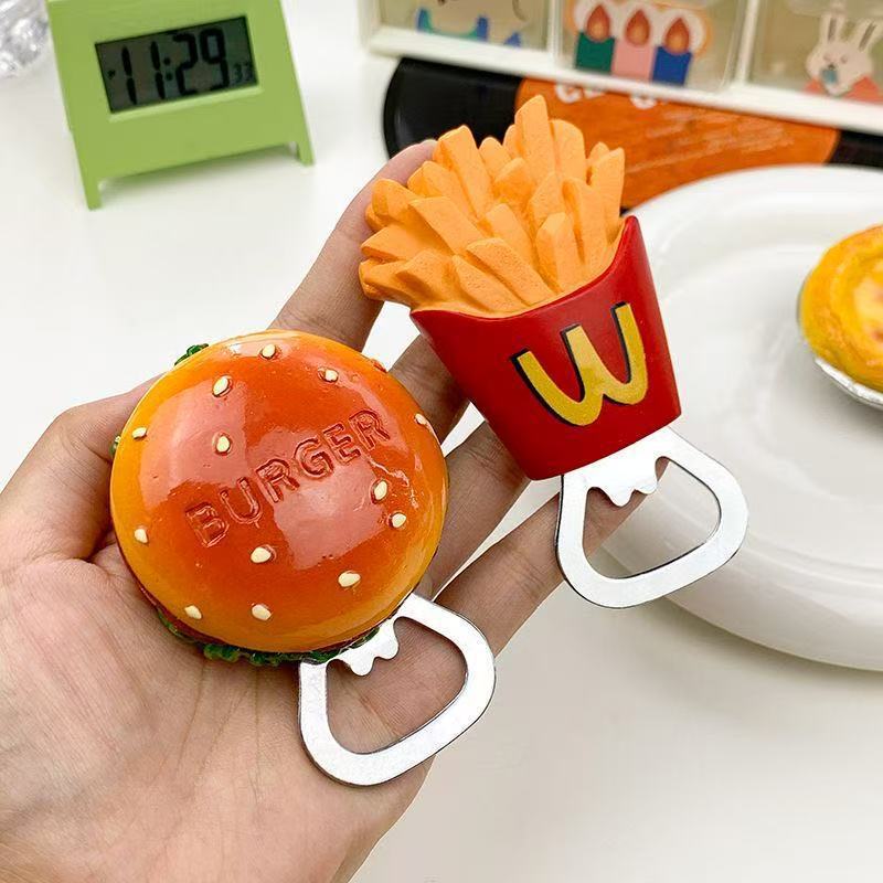 クリエイティブな新しいかわいい家庭用栓抜きチーズコーンハンバーガーポテトチーズの形樹脂冷蔵庫のドライバー|undefined