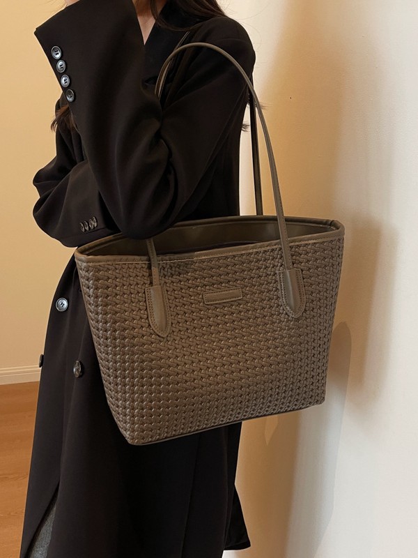 Bolsos de alta calidad de gran capacidad para mujer 2025 nuevo bolso tejido de moda transfronterizo bolso de mano simple de un solo hombro