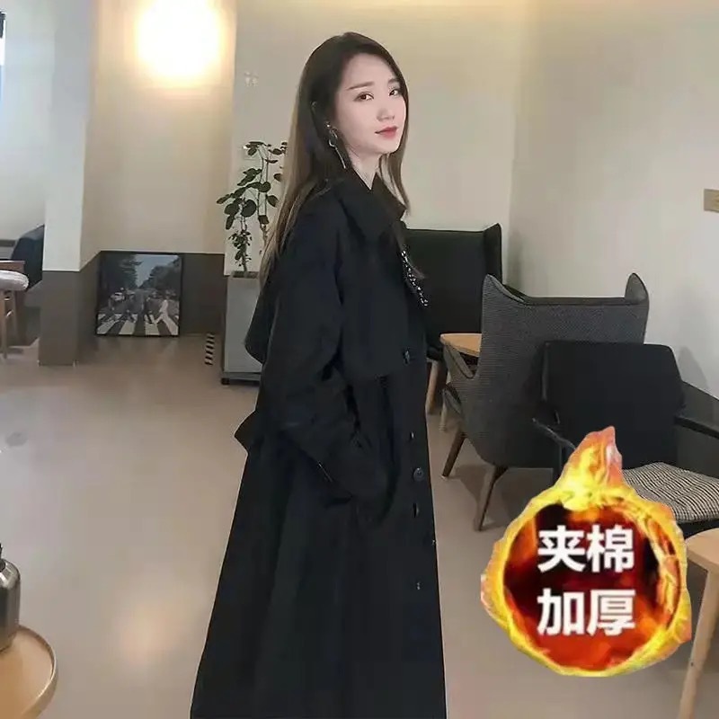 風衣女2025新型起爆コートの中の長さは韓国の小さい子供の英倫風の高級感と綿の秋冬コートです。|undefined