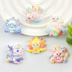 模擬カラフルな九尾キツネ diy 樹脂ジュエリークリーム接着剤ヘアピン携帯電話ケース靴バックルキーホルダーアクセサリー