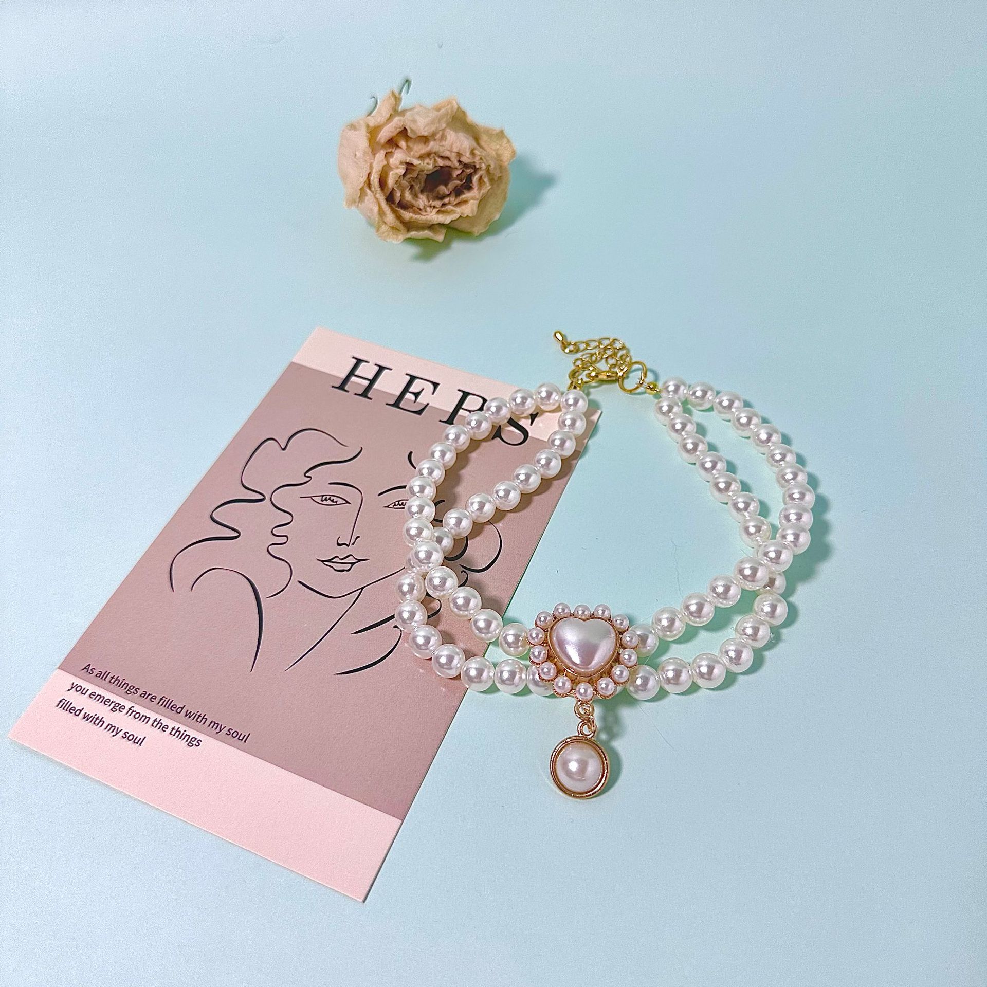 1 Piece Quantity Party Occasion Imitation Pearl, Alloy Material Elegant Simple Style Imitation Pearl Alloy Heart Shape Rose Pet Collar