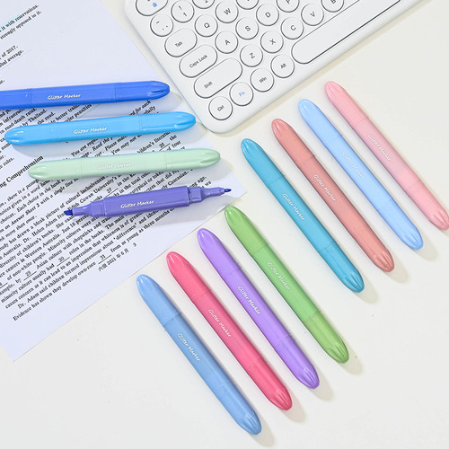 Double-ended highlighter marker pen for eye-protection students with color marker pen to highlight high-looking highlighter pen