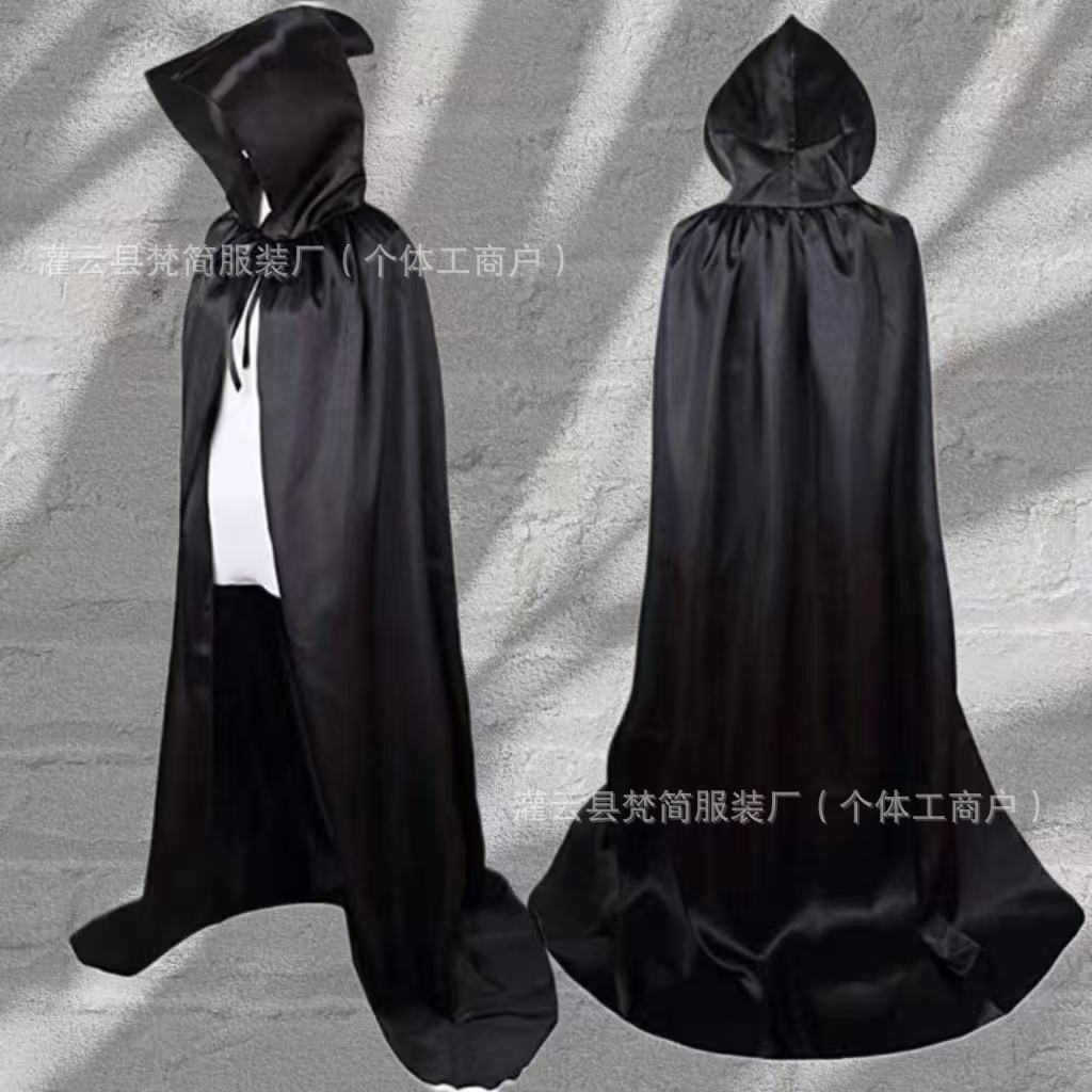 Halloween Cosplay Costume Cape Cloak Props with Hood Ghost Festival Witch Elf Children Adult Cloak