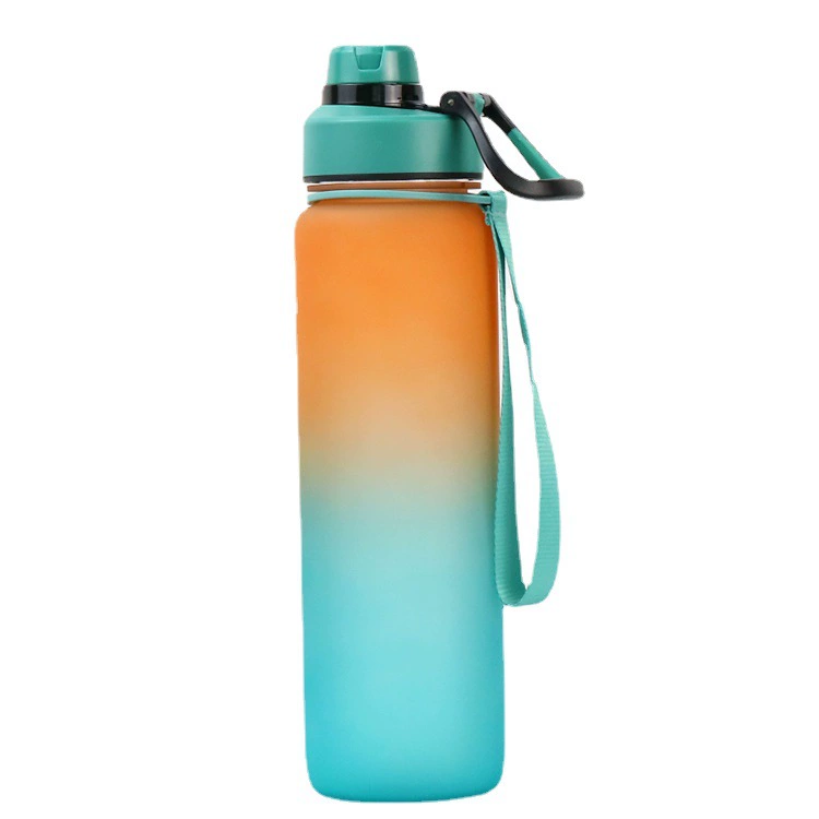 Capacious plastic handheld straw with glass, sports space teapot for gym, 700 ml