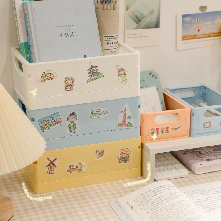 Desk foldable storage basket office simple book snack toy storage basket dorm makeup storage storage box