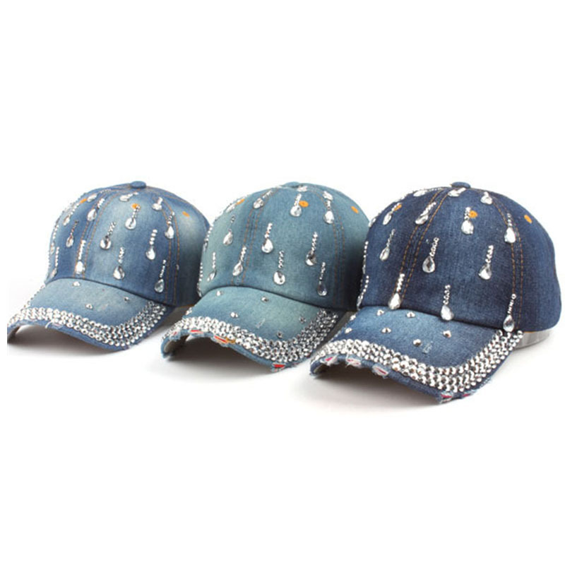 Women's Fashion Gradient Color Rhinestone Curved Eaves Baseball Cap display picture 1