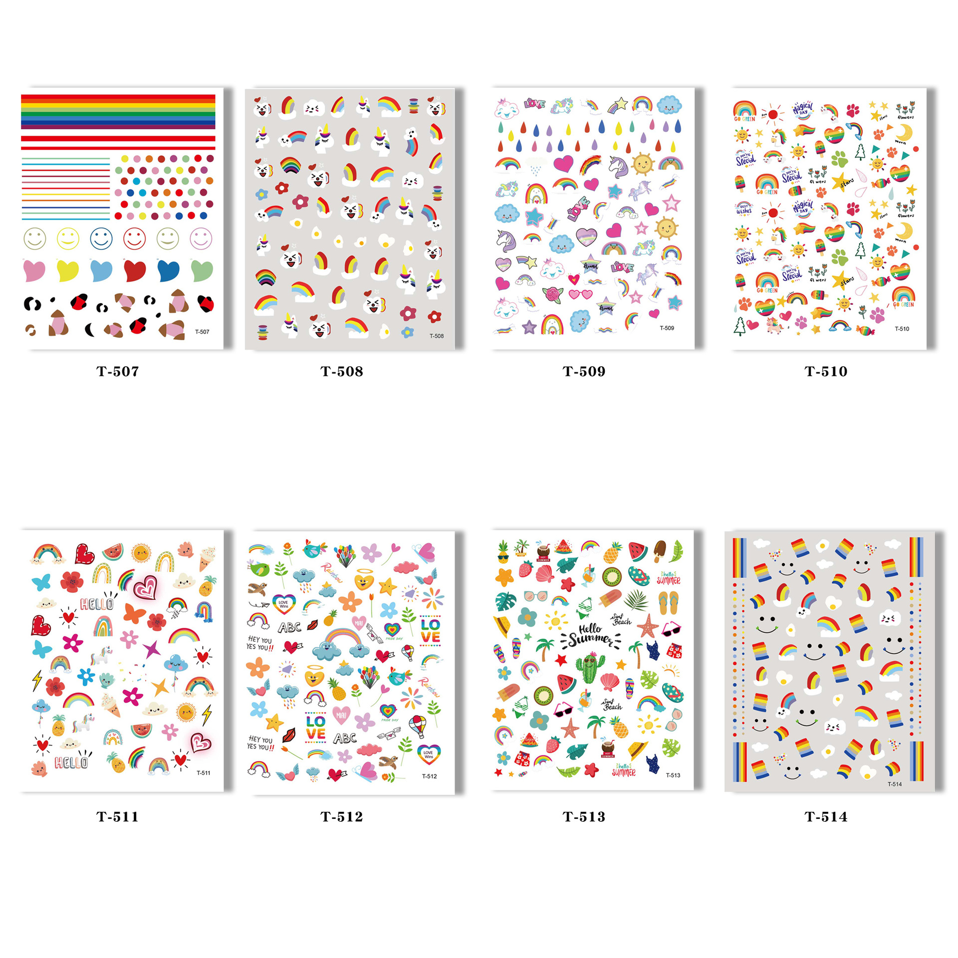 Internet celebridad nuevo Pequeño Libro Rojo Arco Iris uñas pegatinas elegante mismo estilo uñas pegatinas papel con adhesivo DIY uñas calcomanías