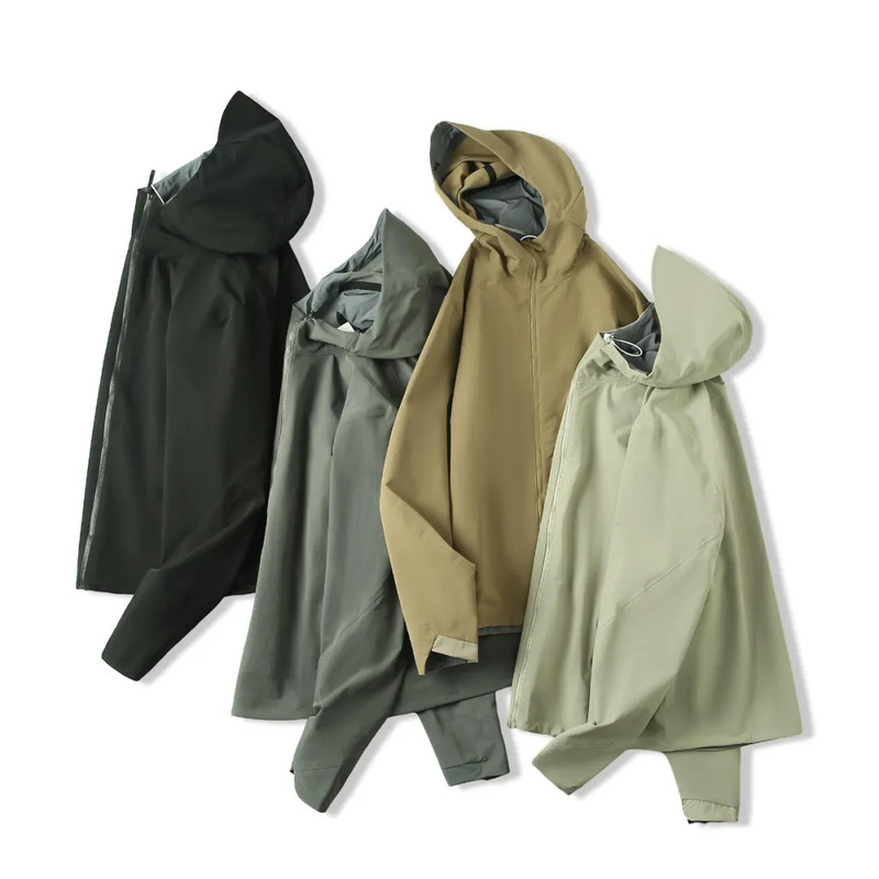 Spring and Autumn Outdoor Men's Windproof Breathable Water-repellent Hooded Jacket Men's Soft Shell Jacket Solid Color Casual Jacket Spring and Autumn Outdoor Men's Windproof Breathable Water-repellent Hooded Jacket Men's Soft Shell Jacket Solid Color Casual Jacket