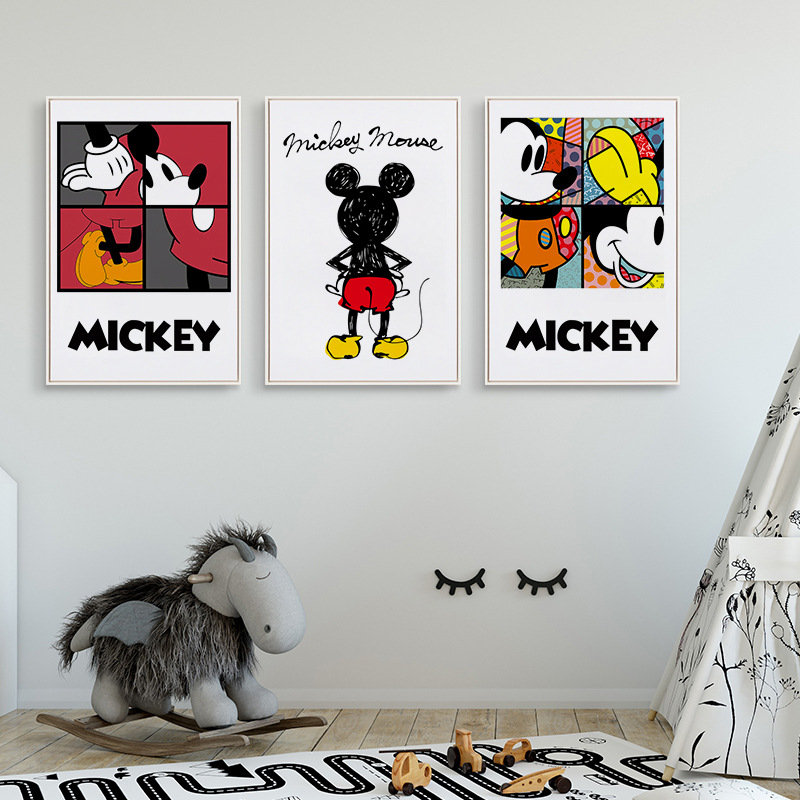 Mickey Cartoon Decorative Painting ins Style Bedroom Bedside Painting Trendy Living Room Painting Core Nordic Simple Dining Room Painting
