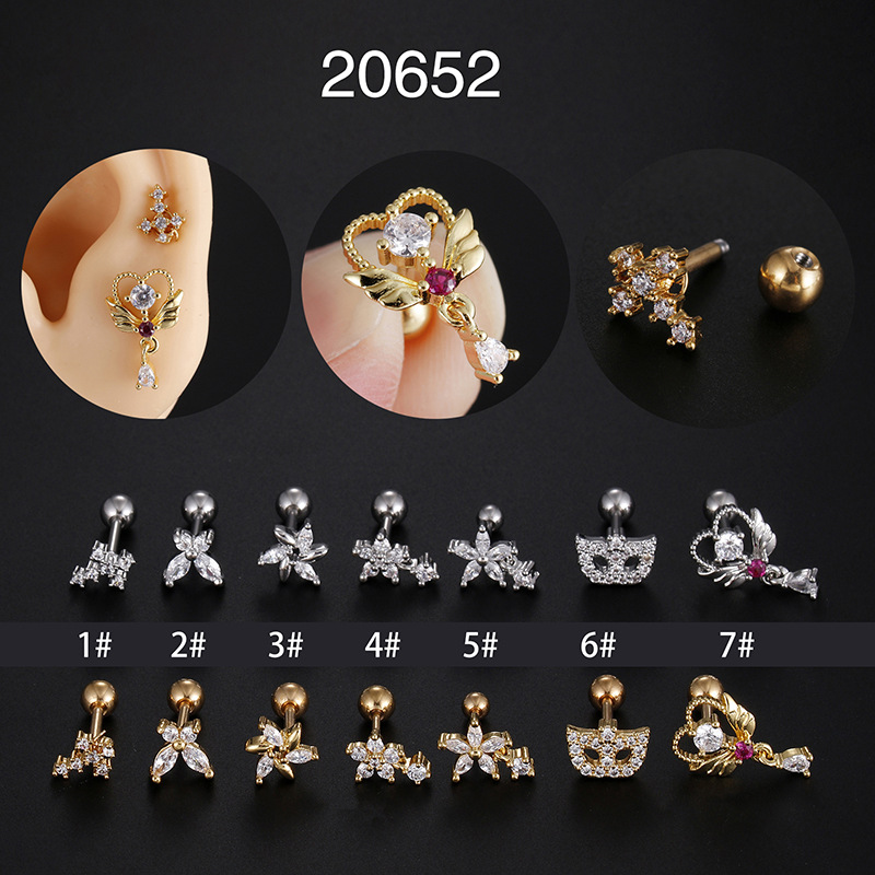 4g Weight Earrings Event & Party Supplies Zircon Inlay Material Fashion Cross Star Butterfly Stainless Steel Inlay Zircon Ear Studs 1 Piece