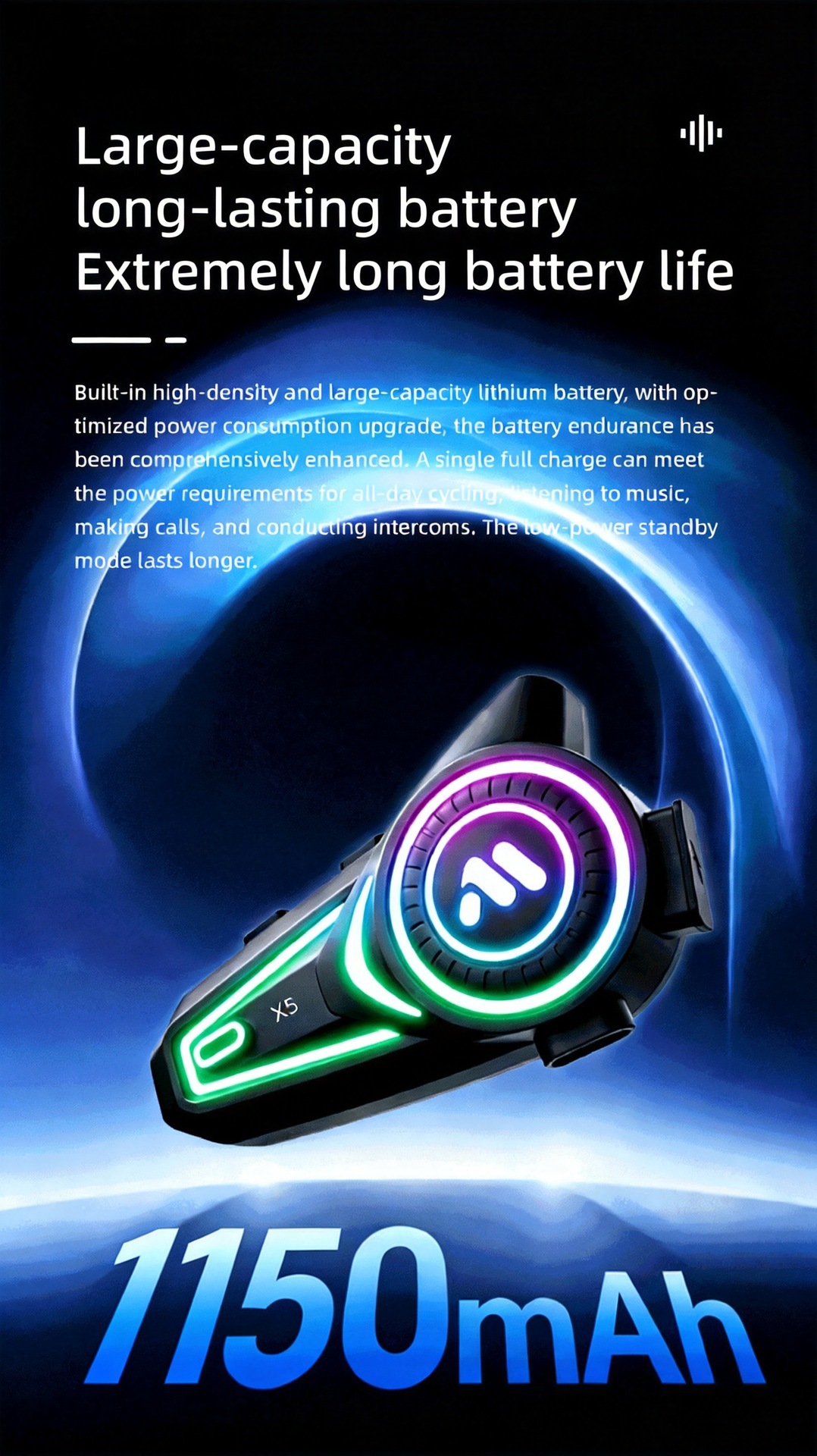 X5 Cross-Border Waterproof Noise-Canceling Motorcycle Helmet Bluetooth Headset Cross-Brand Dual-Person Intercom Wireless Riding Headset