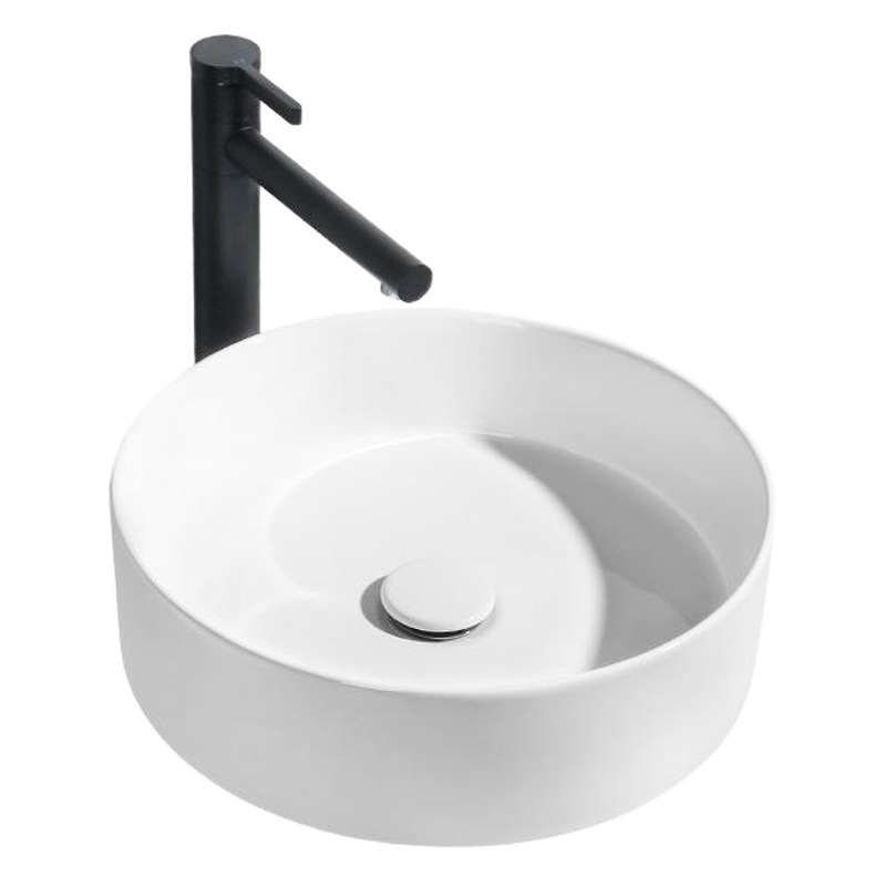 Fábrica al por mayor ultra delgada Mesa Redonda lavabo cuarto de baño pequeño apartamento lavabo piscina lavabo de cerámica tamaño pequeño