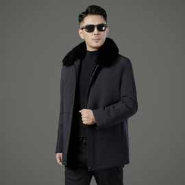 轻奢男士整貂皮派克服高商务休闲高档濑兔毛中年爸爸兔毛皮草大衣