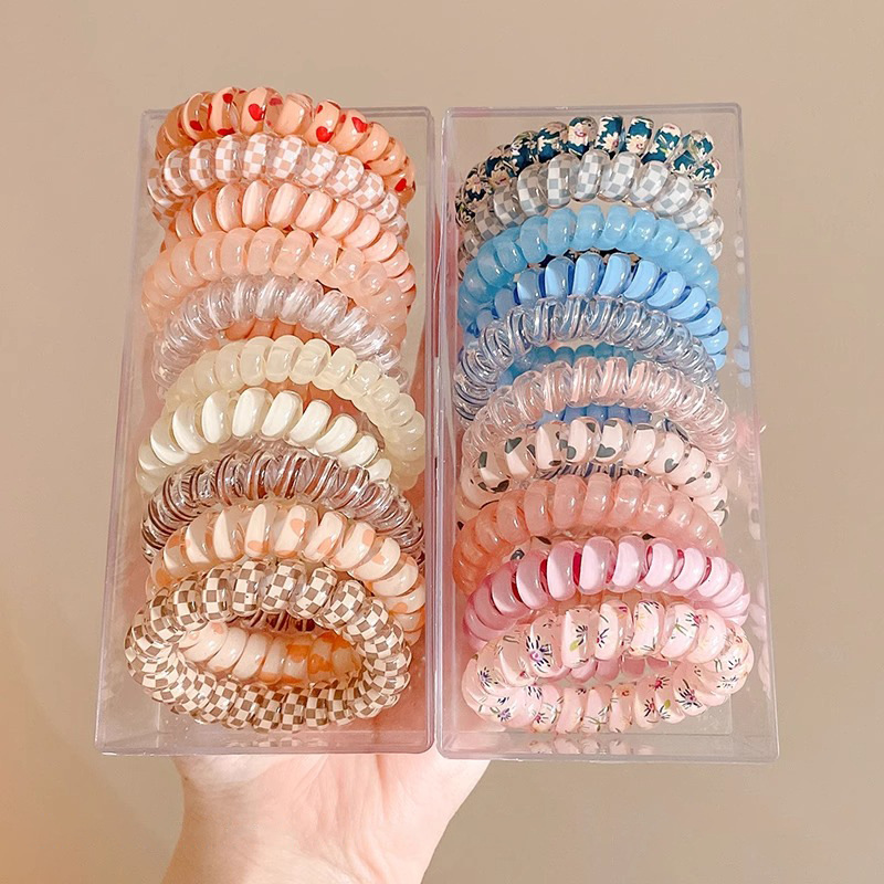 Alta cuerda de pelo durable elástico no daña el pelo banda de goma moda línea telefónica banda de pelo tocado temperamento simple cuerda de las mujeres corbata de pelo