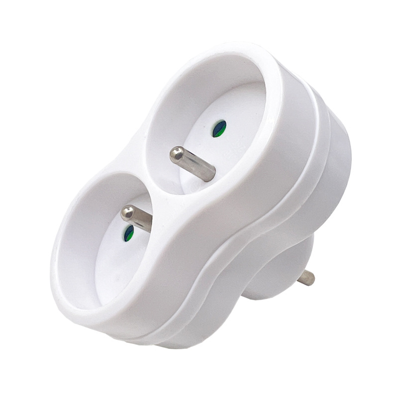 16A Multi-Socket EU Standard Wall Extension French One-to-Two Power Adapter_voghion.com
