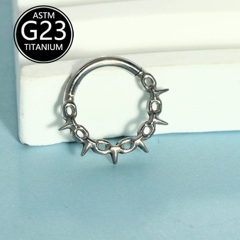 G23 Titanium Septum Hollow Nose Ring Nose Nail Ear Bone Nail Jewelry Wholesale detail image 9