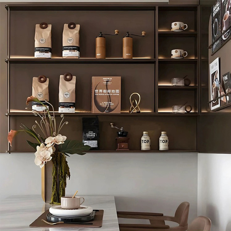 Modern Italian-Style Whole-House Model Room Cafe Display Rack Coffee Bean Cup with Soft Furnishings