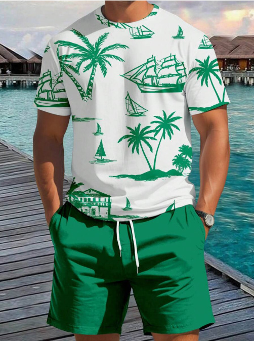 クロスボーダーホットスタイルヨーロッパとアメリカのファッションTシャツレタープリント夏のストリートルーズカジュアルショーツヒップホップスポーツスーツ|undefined
