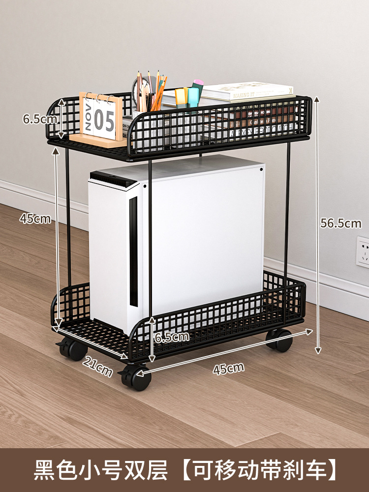 [컴퓨터 호스트 수납선반] 블랙 더블 레이어 소형