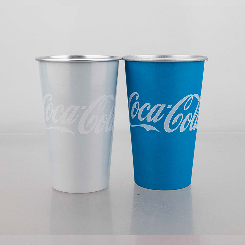 Taza que cambia de color de aluminio de red neta 470ml Taza de aluminio portátil para exteriores Taza de Coca Cola Taza de fiesta Taza de aluminio que cambia de color fría