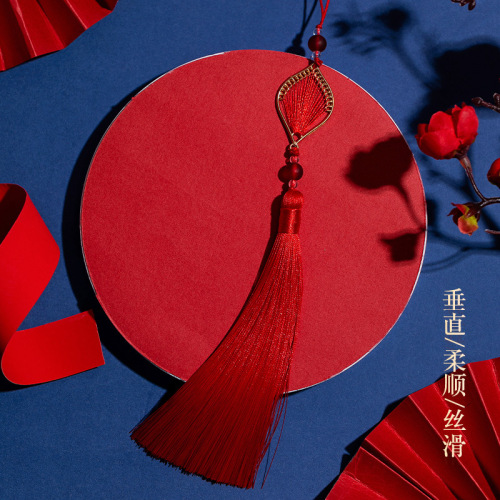 Long 16CM golden branches and jade leaves tassels Suizi Guochao fan pendant cheongsam Hanfu pressed placket tassel pendant wholesale