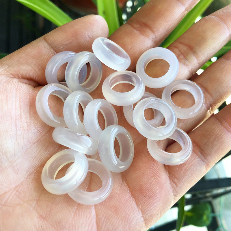 天然玛瑙跑环手工DIY汉服手持玉石配饰高冰玉髓圆环素圈现货批发