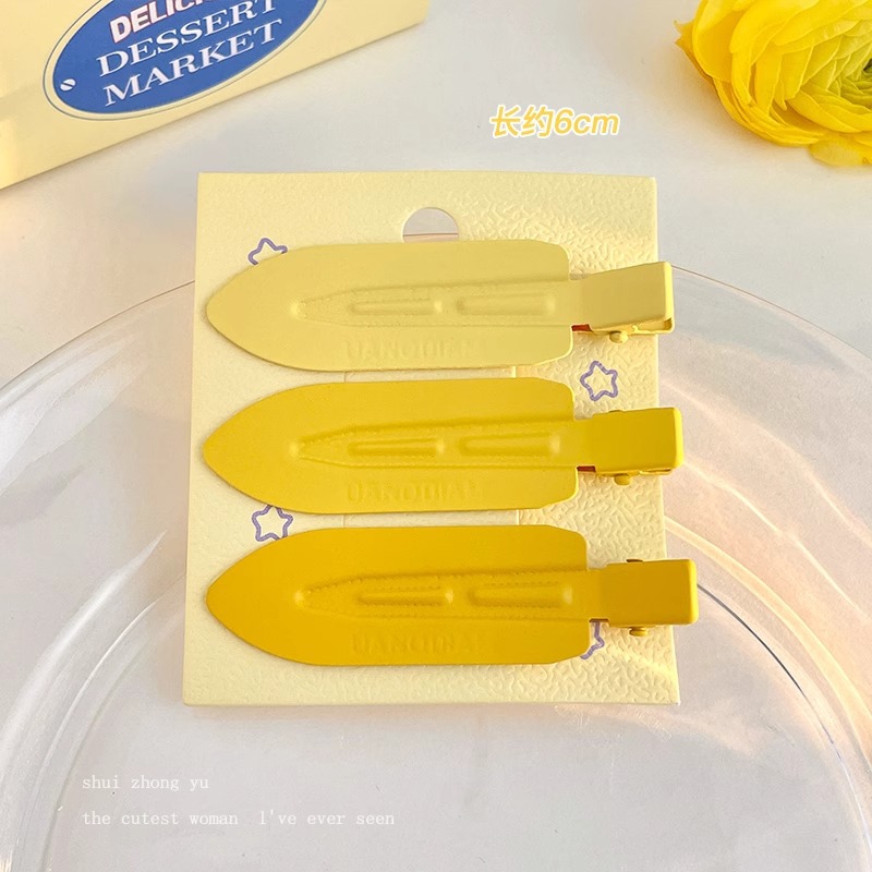 Crema amarilla Linda horquilla accesorios para el cabello femenino frente lado pelo roto flequillo clip estudiante horquilla niños clip tocado