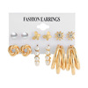 Fashion gold hoop earrings ladies pearl punk earrngs set