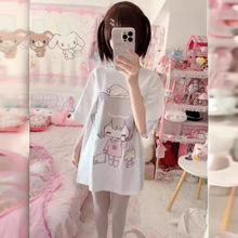 夏季新款日系二次元宅可爱白色短袖软妹T恤宽松学生纯欲风上衣