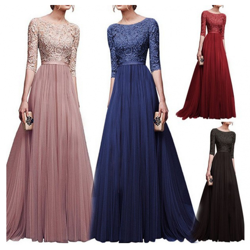 0134 European and American autumn and winter foreign trade new evening dress ebay Amazon wish explosion chiffon evening dress