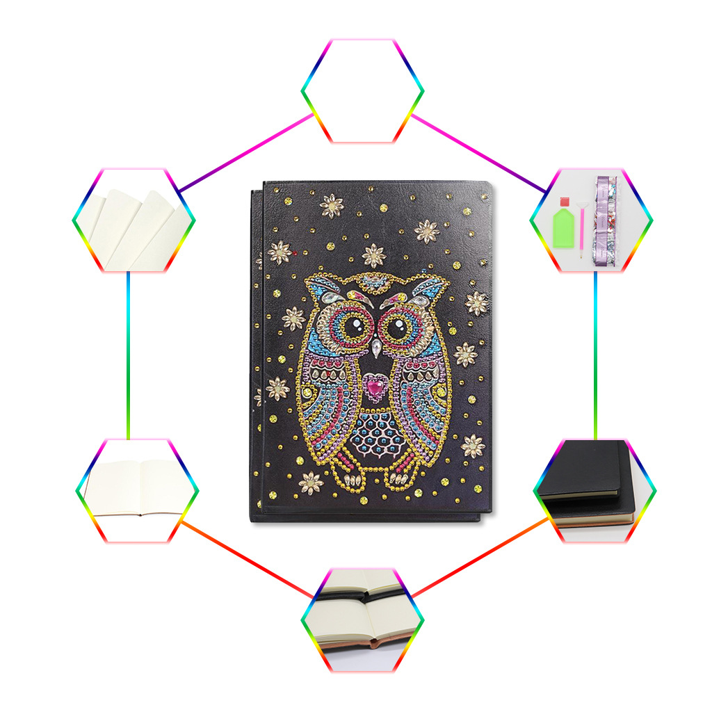 Cuaderno de dibujo de diamantes transfronterizos 5d punto diámetro pintura pegatinas de sexo opuesto mariposa DIY manual cuaderno de notas de cristal