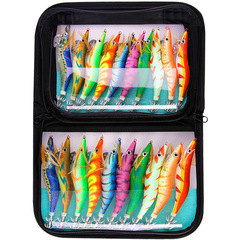 Wholesale Lead-Bound Shrimp and Squid Jig with Umbrella Hooks - 10 Pack of Glow-in-the-Dark Wood Shrimp Lures