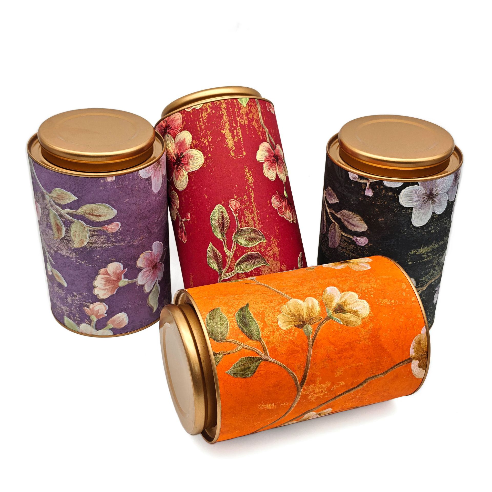 今源包装收纳罐创意国风繁花茶叶罐红茶绿茶白茶墨红玫瑰茶叶包装