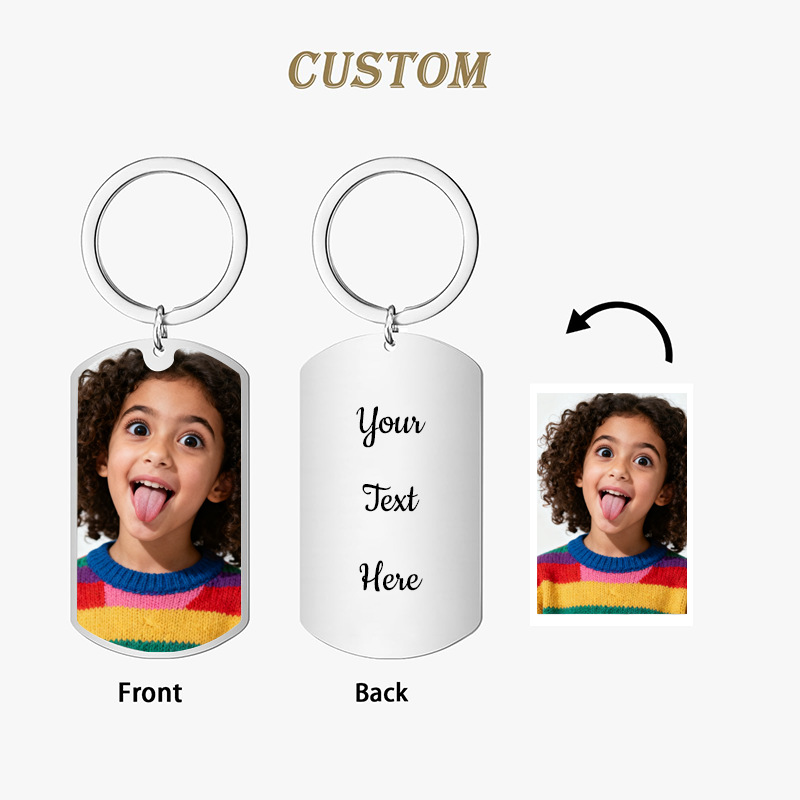 Amazon collar militar de acero inoxidable personalidad europea y americana foto personalizada no desvanecer joyería fábrica de llaveros