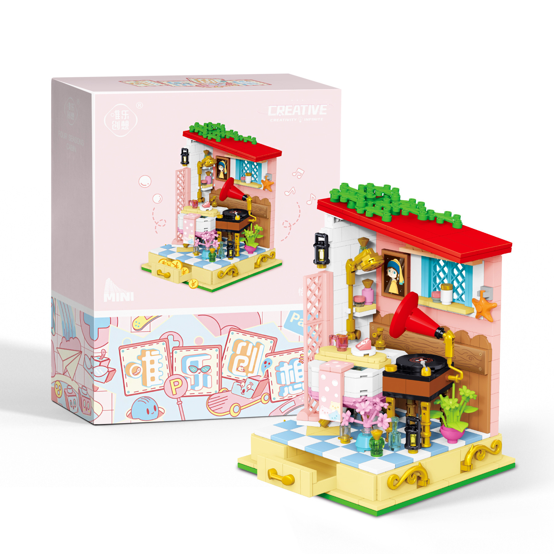 Weile creativo mini pequeñas partículas Four Seasons Cottage cuento de hadas sol invernadero montado decoración bloques de construcción para niñas regalo