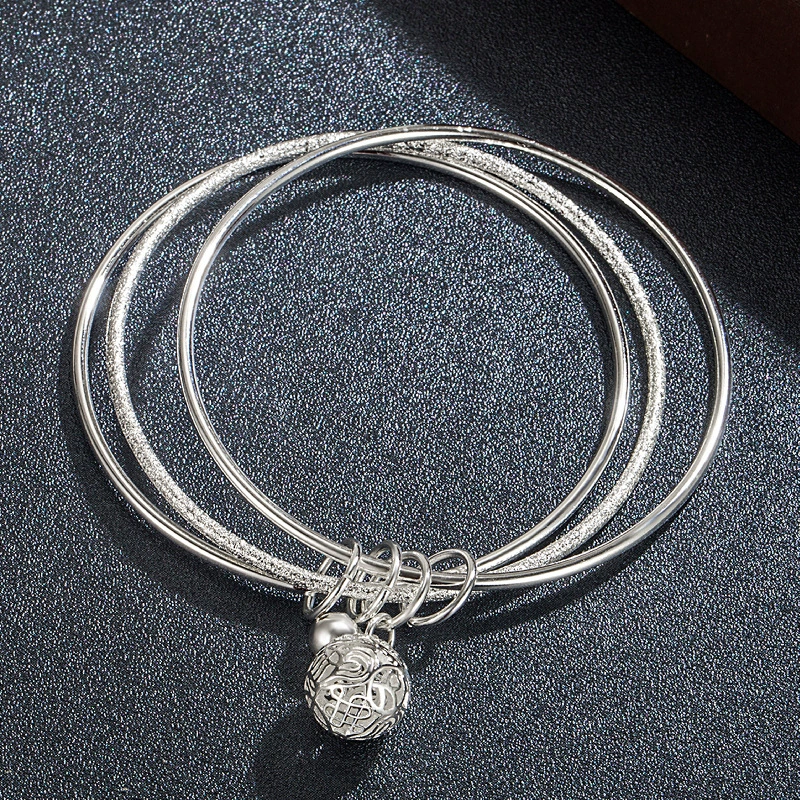 Silver golden small bell, matte one bead bracelet
