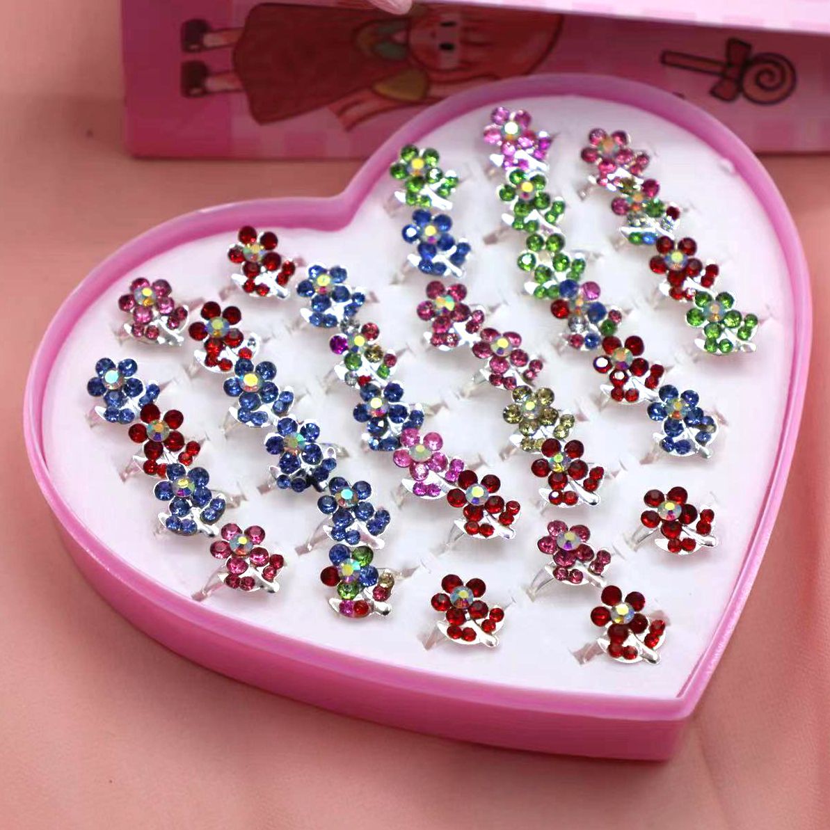 Cartoon Style Crown Flower Butterfly Alloy Plating Inlay Rhinestones Girlu0027S Rings 1 Set