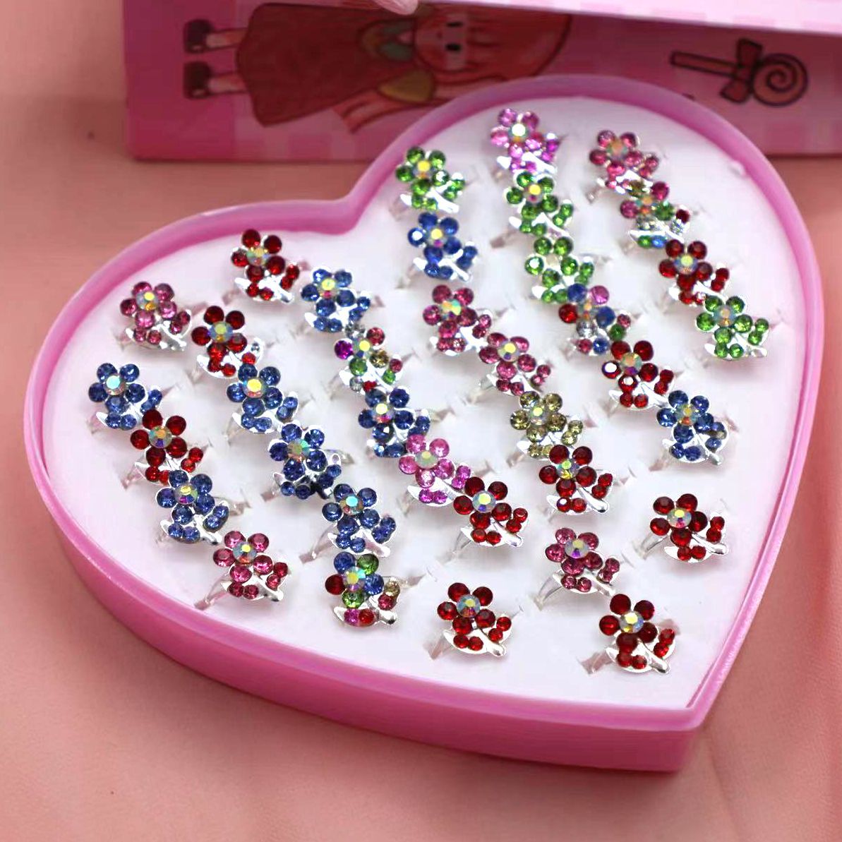 Cartoon Style Crown Flower Butterfly Alloy Plating Inlay Rhinestones Girl's Rings 1 Set display picture 4