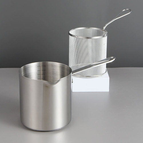 Fryer household deep pot 304 stainless steel gas mini pot Japanese style tempura oil-saving small fryer with filter