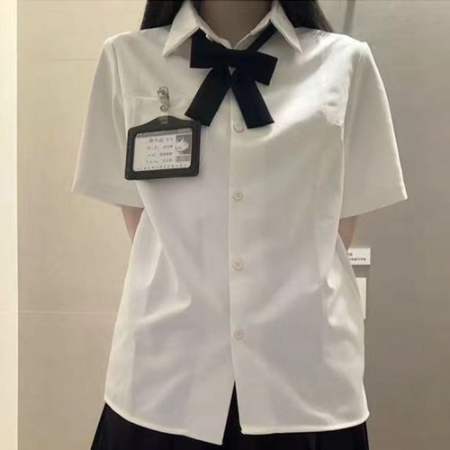 Japanese-style JK uniform short-sleeve basic shirt, slim-fitting and versatile, campus-style summer school uniform set with pleated skirt