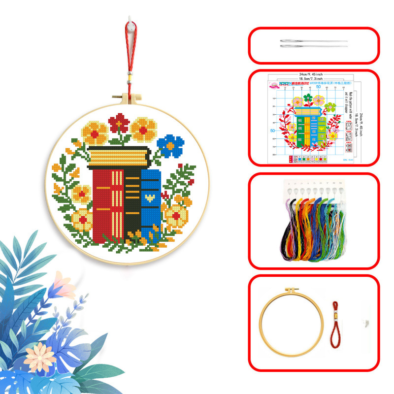 Decoración de estudio paquete de materiales de bordado cruzado para aprender todo el camino acompañado DIY hecho a mano en casa al por mayor image 6