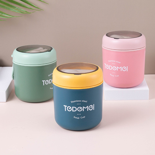 304 stainless steel soup cup insulated lunch box portable breakfast porridge cup small rice bucket soup can stew pot lunch box