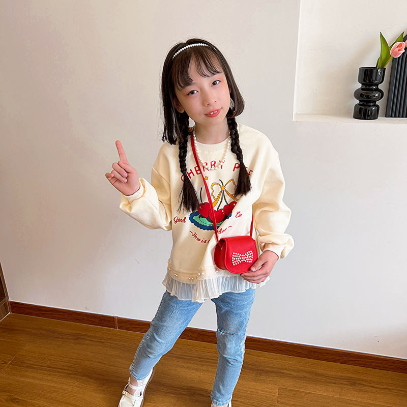 Bolsos de hombro coreanos para niños y niñas, estilo extranjero mini arco de perlas, bolsos de mochila para niños, 2024 nuevos bolsos para niños