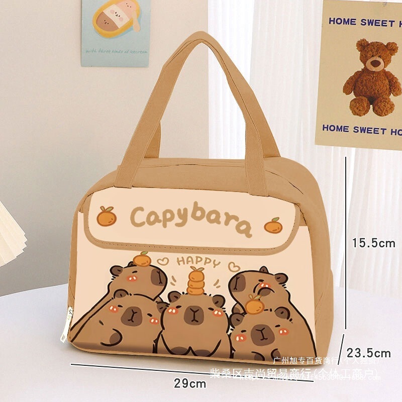 カピバラ断熱バッグかわいいカピバラ漫画弁当バッグ防水オイル断熱米袋学生ハンドバッグ|undefined